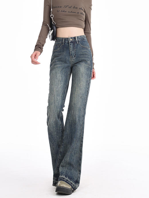 【三种裤长可选】卷卷紫复古微喇显瘦牛仔裤 水洗牛仔复古简约干练 气质减龄 版型易搭显瘦显高 不加绒/加绒可选 温暖亲肤 商品图6