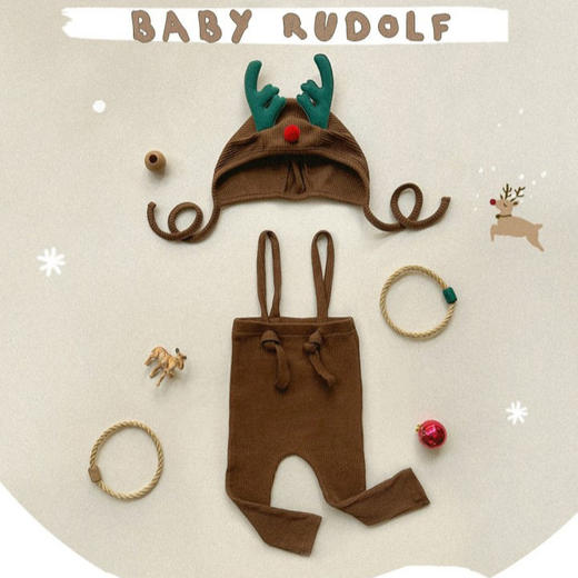 25春季新款婴儿背带裤ins款圣诞节日儿童连体衣高弹打底裤PP裤 商品图1