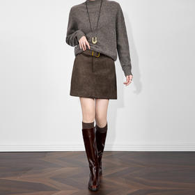 「高货wl」全新升级【铂金会员220/天猫299/差价79】(05638)洛诗琳时髦复古水洗绒半身裙2025秋冬新款高腰显瘦A字短裙