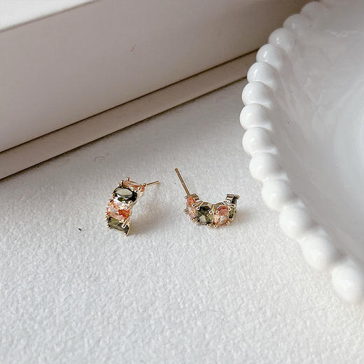 高级感炫彩锆石耳钉气质款闪亮小众简约耳饰女银针耳环-纪念日百货门店同款166143191 商品图3