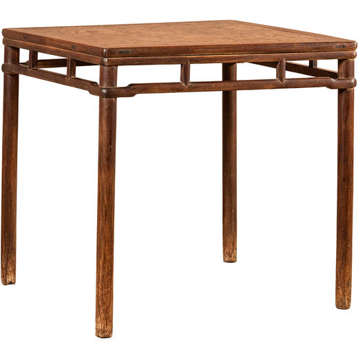 清早期	黄花梨镶瘿木劈料罗锅枨圆包圆方桌 商品图5