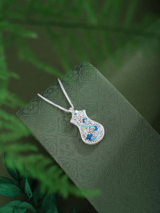 子佩集【云裳雅韵】银S990吊坠【QFDZ047】旗袍花丝珐琅彩原创作品(不含链)2511 商品图10