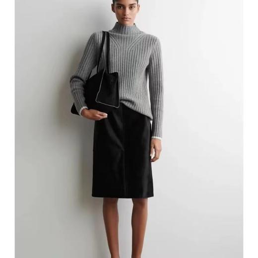 D112907冬季新品修身版型罗纹烟囱领针织衫灰色半高领毛衣 商品图9