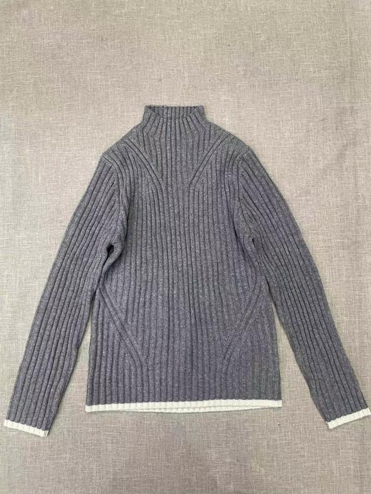 D112907冬季新品修身版型罗纹烟囱领针织衫灰色半高领毛衣 商品图1
