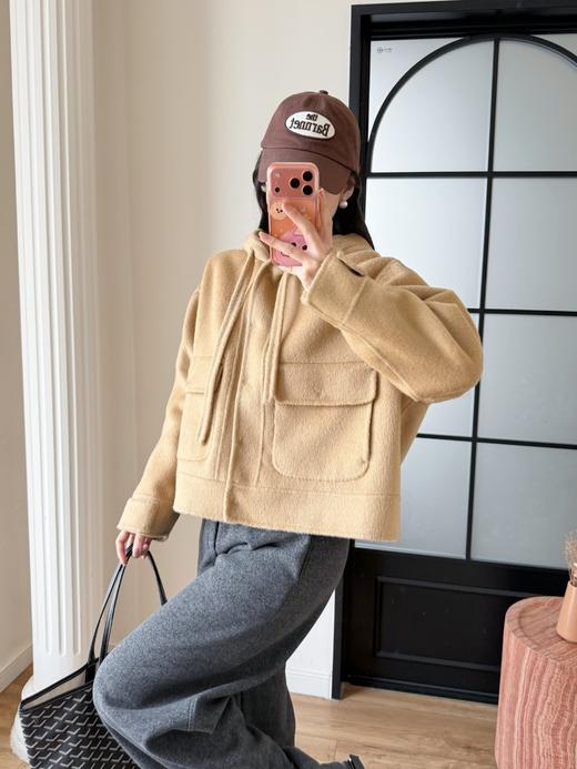 M@x同款抽绳连帽短款绵羊毛毛呢大衣 商品图9