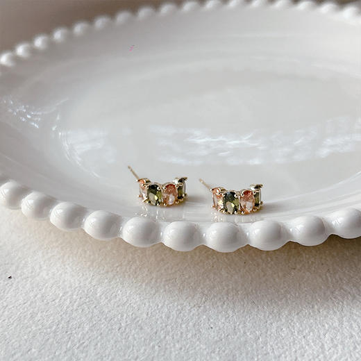 高级感炫彩锆石耳钉气质款闪亮小众简约耳饰女银针耳环-纪念日百货门店同款166143191 商品图2