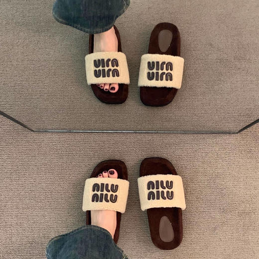 新款防滑加绒缪系简约外穿女款棉拖拖鞋-纪念日百货门店同款166596211 商品图3