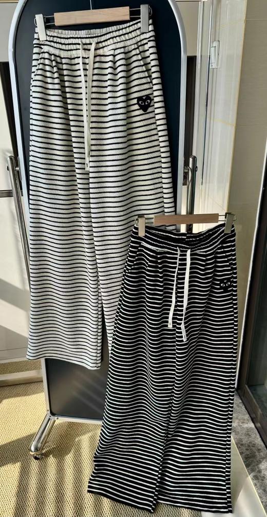 D112903慵懒休闲抽绳设计条纹阔腿裤休闲裤 商品图9