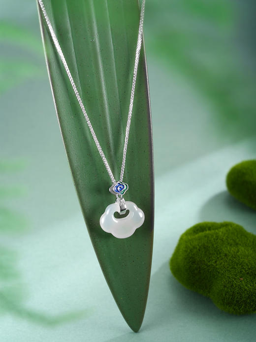 子佩集【祥云灵踪】银S925套链【TL016375】白玉髓祥云锁项链2511 商品图0