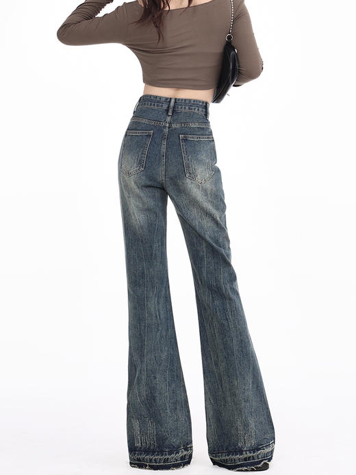 【三种裤长可选】卷卷紫复古微喇显瘦牛仔裤 水洗牛仔复古简约干练 气质减龄 版型易搭显瘦显高 不加绒/加绒可选 温暖亲肤 商品图9