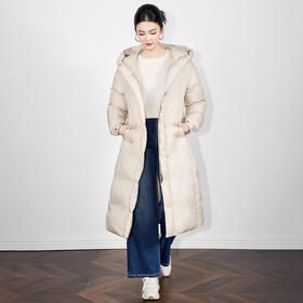 「高货wl」全新升级【铂金会员661/天猫899/差价238】(05214)洛诗琳光面长款连帽羽绒服2025冬季通勤系带加厚保暖外套