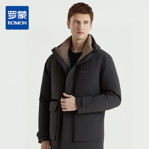 【90白鹅绒】罗蒙冬季男士加厚连帽羽绒服保暖内胆时尚潮男百搭休闲羽绒外套 商品图0