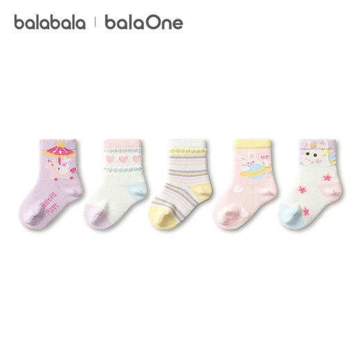 巴拉巴拉儿童袜子春秋保暖儿童学生袜透气男童女童小童宝宝五双装 商品图4