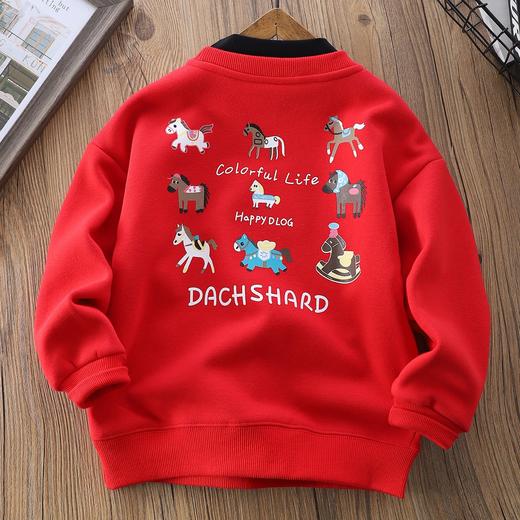 110-170年服款喜庆洋气一体华棉奥利绒马上发财 卫衣 商品图6