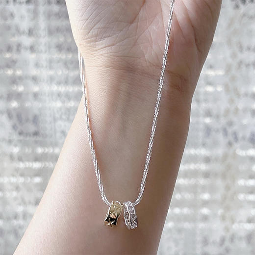 日韩风简约闪闪镶钻搭配双环项链-纪念日百货门店同款163893667 商品图3