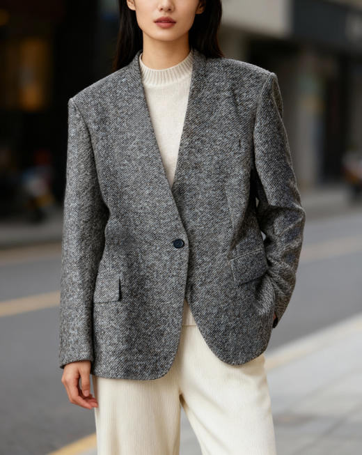 羊毛廓形西装外套 商品图2