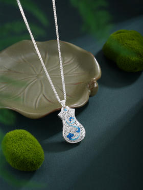 子佩集【云裳雅韵】银S990吊坠【QFDZ047】旗袍花丝珐琅彩原创作品(不含链)2511