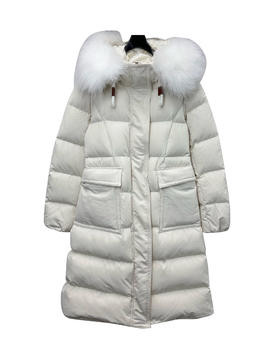 女款尼龙可拆卸毛领长款羽绒服ba018