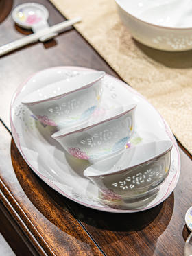 新品 |   富玉景德镇陶瓷餐具套装乔迁新居家用高颜值玲珑瓷花园绮梦餐具散件轻奢高级感