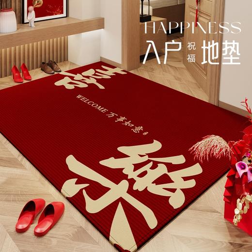 【地垫入户门垫】进门门口玄关地毯 乔迁结婚防滑脚垫可裁剪红色喜庆  商品图0