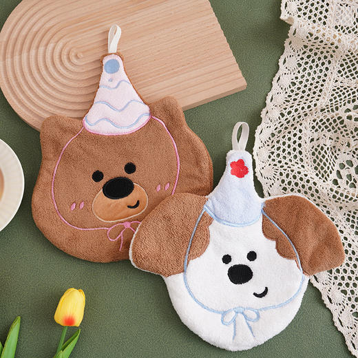 【细选面料柔软蓬松触感❗️编织工艺紧密织造】可爱动物擦手巾卡通加厚吸水小毛巾厨房抹布儿童擦手帕。ja 商品图1