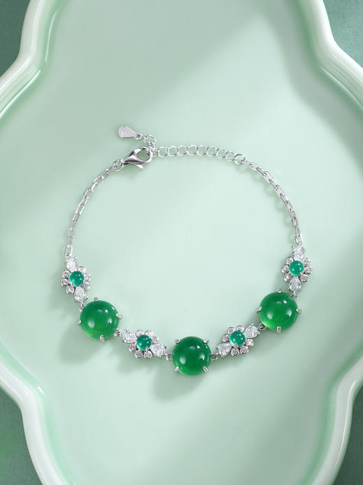 子佩集【花开原野】银S925手链【SL012534】绿玉髓10mm2511 商品图2