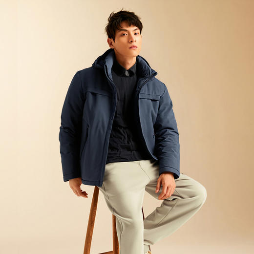 【90白鸭绒】罗蒙羽绒服男士短款休闲连帽保暖羽绒外套冬季 商品图1