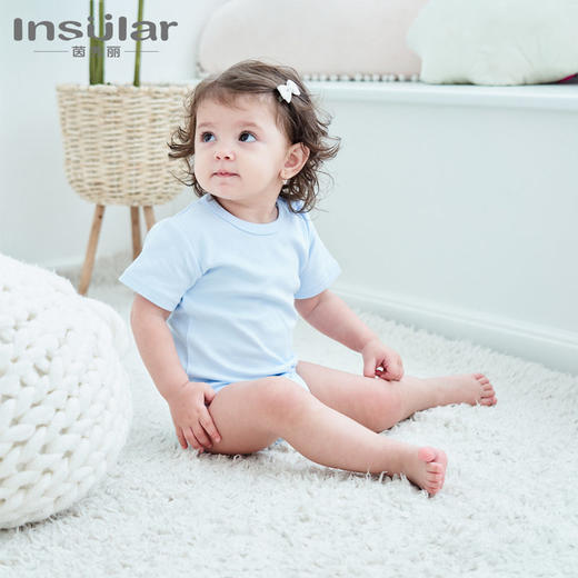 婴儿肩扣短袖三角哈衣全棉长袖宝宝包屁衣长袖连身衣爬服空调服 商品图1