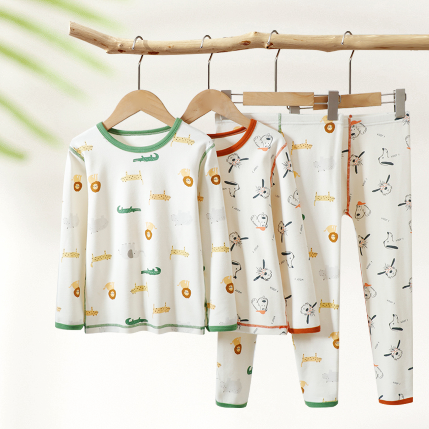 110-170码95%棉舒绒棉保暖无骨织造满印长袖套装