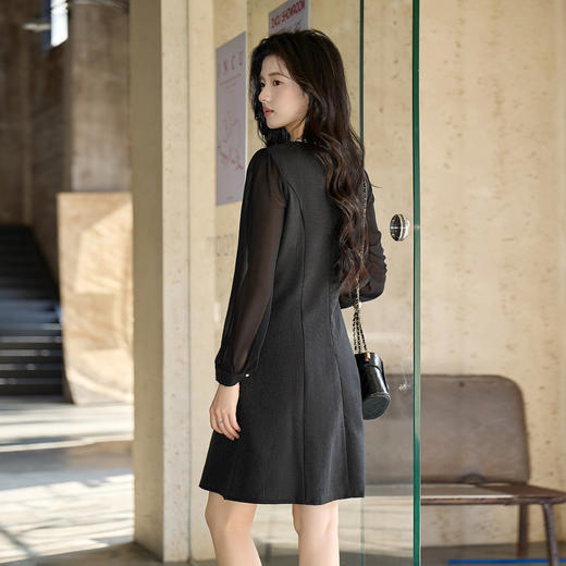 奢姿大码女装2025秋季时尚小香风圆领连衣裙胖妹妹气质优雅裙子9953856834 商品图3