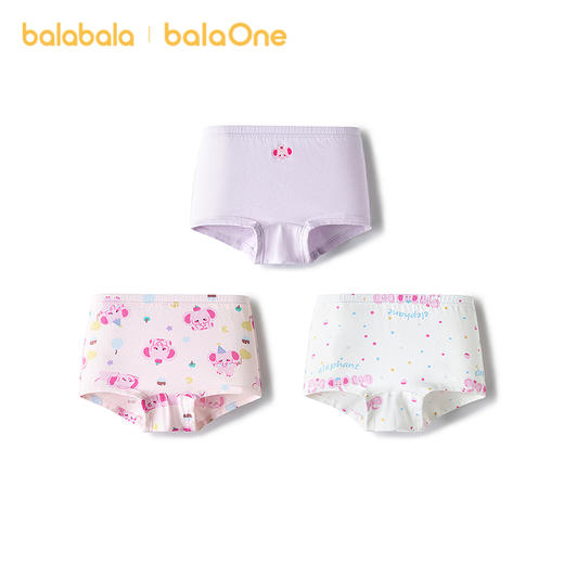 【balaOne】巴拉巴拉宝宝内裤平角纯棉裆儿童四角短裤女童三条装 商品图2