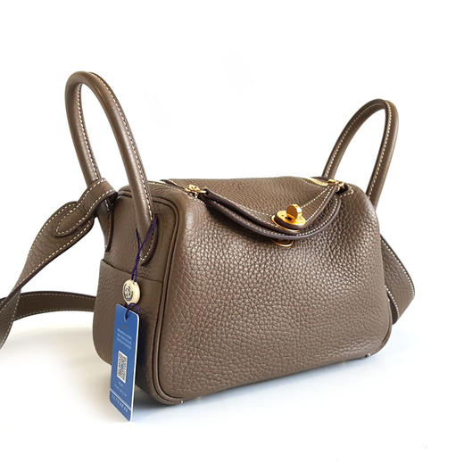 【95新】Hermes爱马仕Lindy大象灰金扣Mini Lindy单肩斜挎包女士261125TB09 商品图2