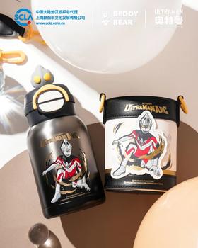 D112931超强奥特曼IP黑金色开口笑保温水壶保温杯