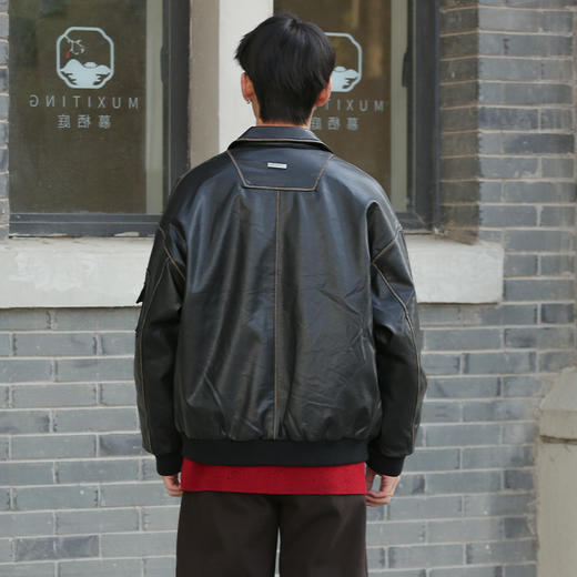 DRONKOO 2025 翻领右拉链左金属标复古擦色短款中厚羽绒服 商品图4