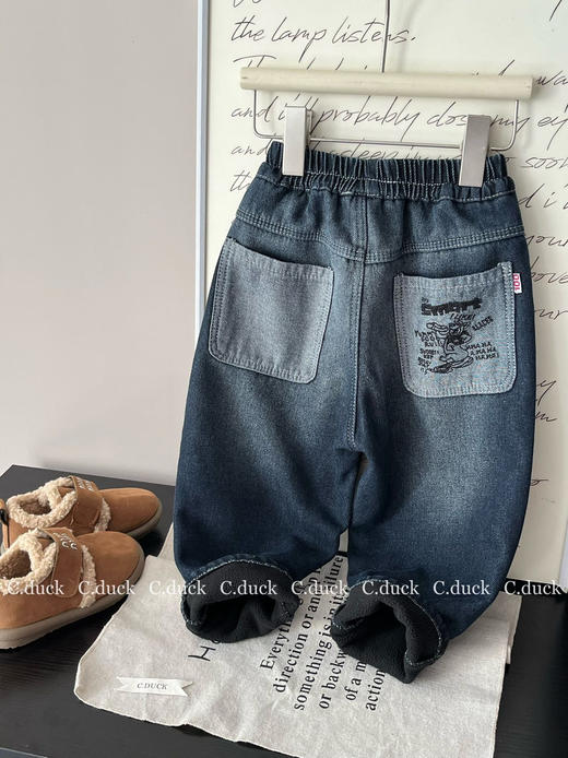 【萌宝出街·元气暴击- 一条过冬】童装加绒加厚棉裤牛仔裤冬季百搭厚绒卫裤 商品图11