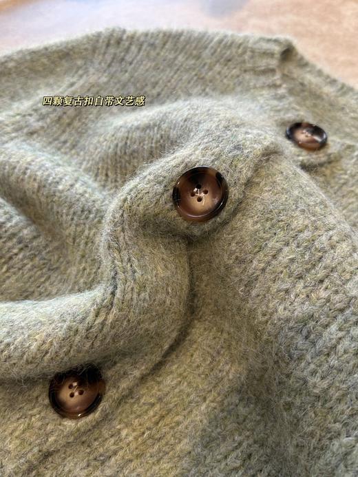 加厚显白海藻黄绿杂花纱羊毛混纺针织开衫 商品图8