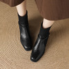 【预售5天】真皮短靴新款中跟针织弹力袜子靴方头粗跟显瘦马丁靴LD&7491 商品缩略图1