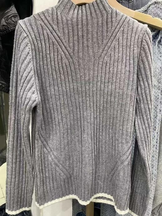 D112907冬季新品修身版型罗纹烟囱领针织衫灰色半高领毛衣 商品图4