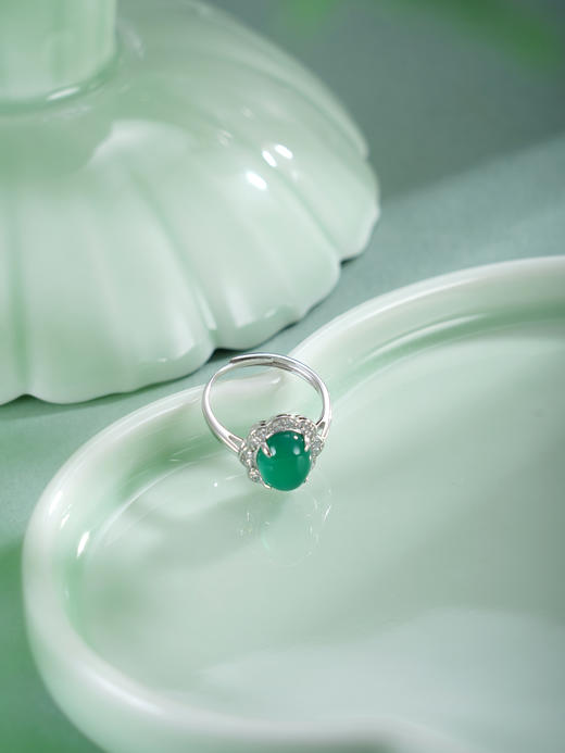 子佩集【花开灵韵】银S925戒指【JZ012841】绿玉髓椭圆2511 商品图2