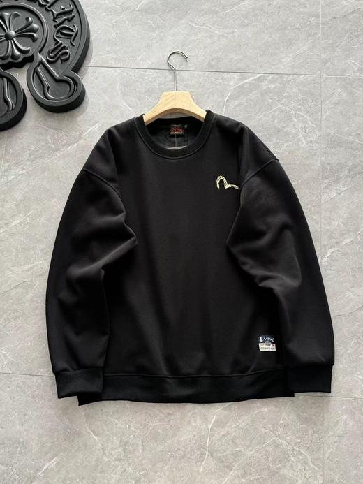 D112929黑金限定款宽松舒适银狐绒圆领卫衣 商品图5