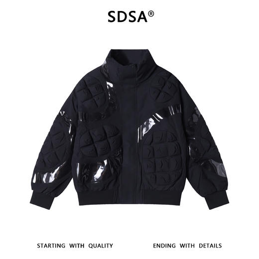 SDSA男士秋冬新款痞帅男装立领休闲羽绒服凹凸菠萝纹拼接设计外套 商品图1