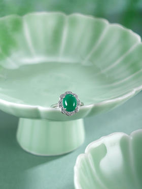 子佩集【花开灵韵】银S925戒指【JZ012841】绿玉髓椭圆2511