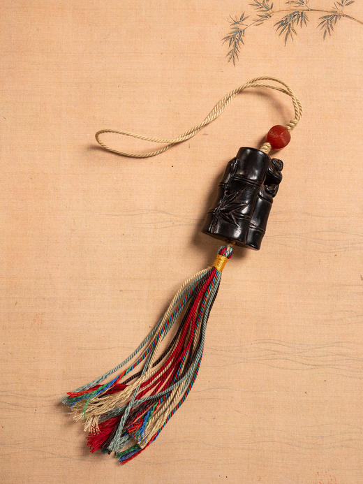 清	紫檀雕竹节工把件 商品图3