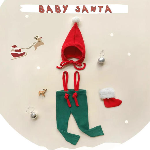 25春季新款婴儿背带裤ins款圣诞节日儿童连体衣高弹打底裤PP裤 商品图2