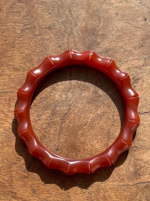 艳红瑪瑙竹节纹手镯，顺丰包邮 商品图0