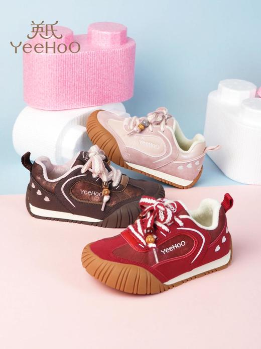 【英氏YeeHo0童鞋冬季魔术贴复古加绒运动鞋YHFEL2542308】🌵每款颜色搭配活泼亮眼，🌼流畅又动感，还有撞色拼接等设计 💥能轻松打造出潮娃造型，让孩子穿上后充满时尚感  商品图0