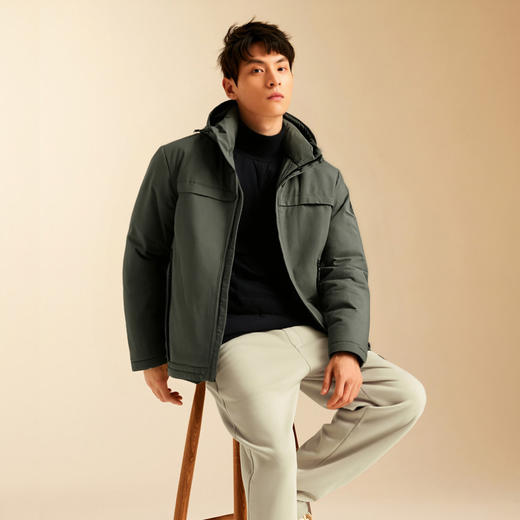 【90白鸭绒】罗蒙羽绒服男士短款休闲连帽保暖羽绒外套冬季 商品图3