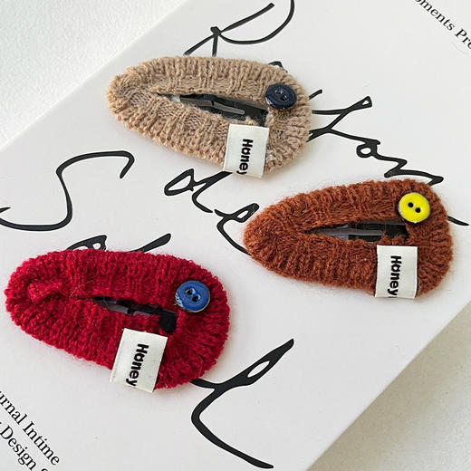 复古趣味针织三角边夹发夹-纪念日百货门店同款167950075 商品图0