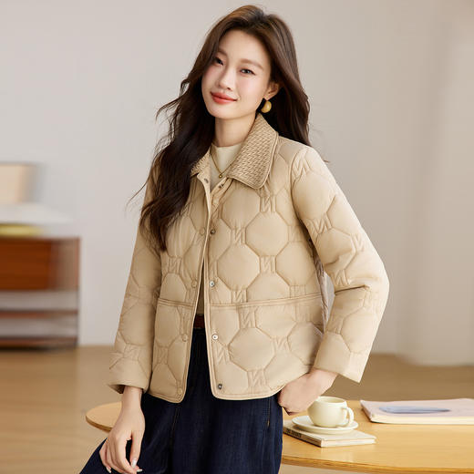 A6998 编织翻领棉衣外套女装2025冬季新款加厚保暖不臃肿小个子短款棉服 商品图1