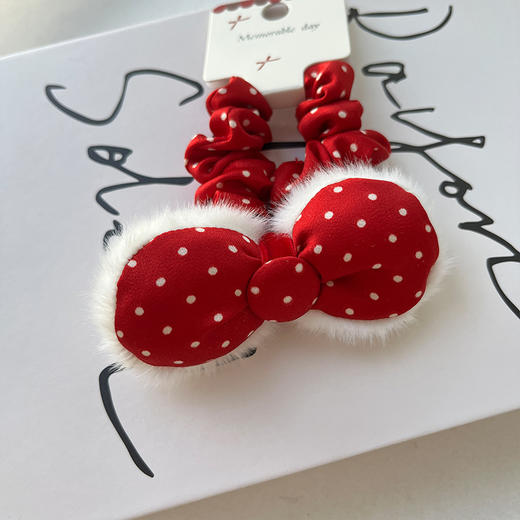 元气可爱绒绒红波点领结发圈-纪念日百货门店同款167795571 商品图1